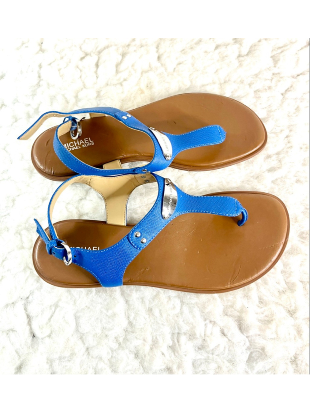 MICHAEL Michael Kors Plate Thong Sandals in blue women size 7.5M - Picture 6 of 10